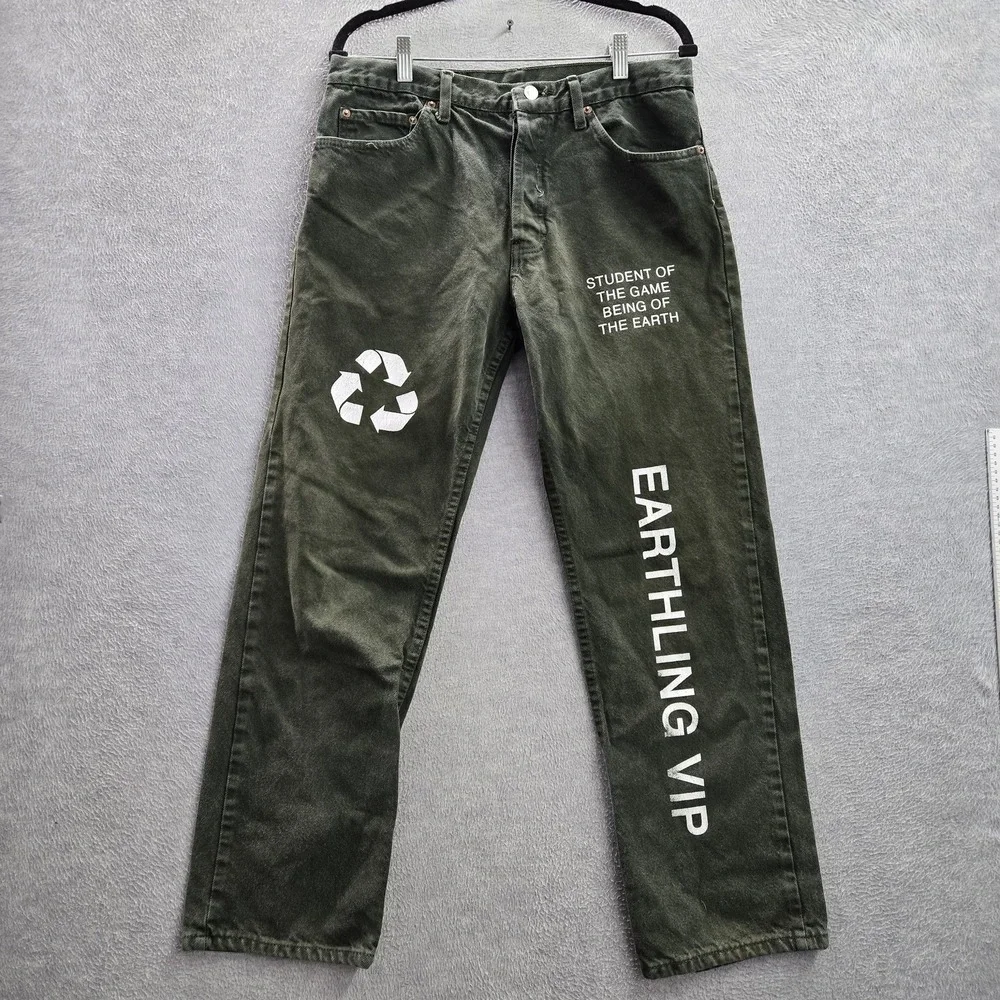 VINTAGE Levi's 501 x Earthling VIP Student Men Jeans 32X30 Green 90s USA READ